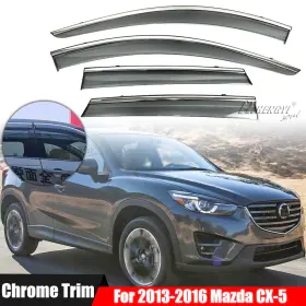 Hy007679 Ztt Vent Deflector Wind Rain Guards Sun Shade Chrome Trim For 2013-2016 Mazda Cx-5 Hy007679 Ztt Vent Deflector Wind Rain Guards Sun Shade Chrome Trim For 2013-2016 Mazda Cx-5