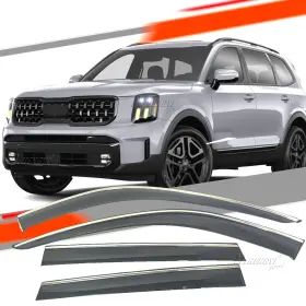 Hy007692 Ztt For Kia Telluride 2020-2024 Window Sun Vent Visor Wind Rain Guards Polycarbonate