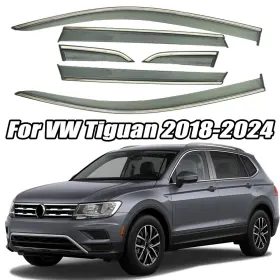 Hy008642 Ztt Fit Vw Tiguan 2018-2024 Chrome Trim Window Visor Rain Guard Wind Deflector 6pcs