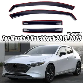 Hy010635 Ztt In-channel For Mazda 3 Hatchback 19-25 Smoke Tinted Window Visor Wind Rain Guard