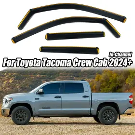 Hy011061 Ztt In-channel For Toyota Tacoma Crew Cab 2024 Smoke Tinted Window Visor Rain Guard