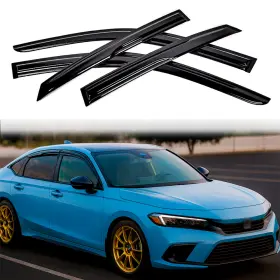 Hy011531 Ztt Out-channel Mugen Style Window Visor Rain Guard For Honda Civic Hatchback 22-26
