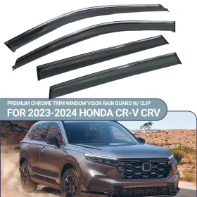 Cp-ad-1120 Zxmoto Premium Smoke Trim Window Visors Rain Guard With Hooks For 2023-2024 Honda Cr-v