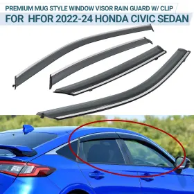 Cp-ad-1121 Zxmoto Window Visors Rain Guard Trim With Clips For 2022-2024 Honda Civic Premium Quality
