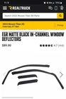 Egr Matte Black In-channel Window Deflectors 2017-2024 Nissan Titan Xd 576005 New. Price: $70.00.